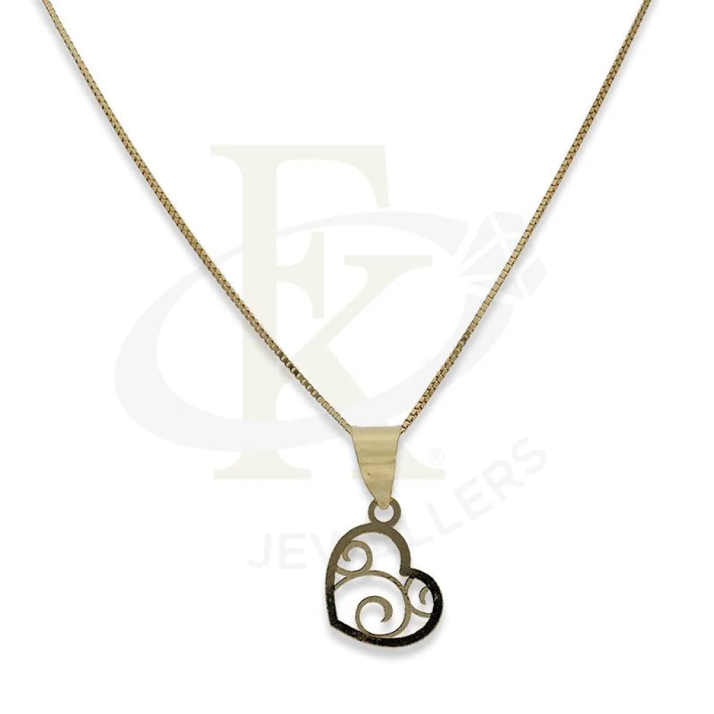 Ladies necklaces oval stone glow -Gold Necklace (Chain with Heart Pendant) 18KT - FKJNKL18K2300