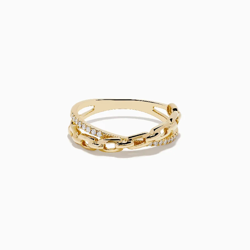 ladies rings ratings-14K Yellow Gold Diamond Chain Link Ring