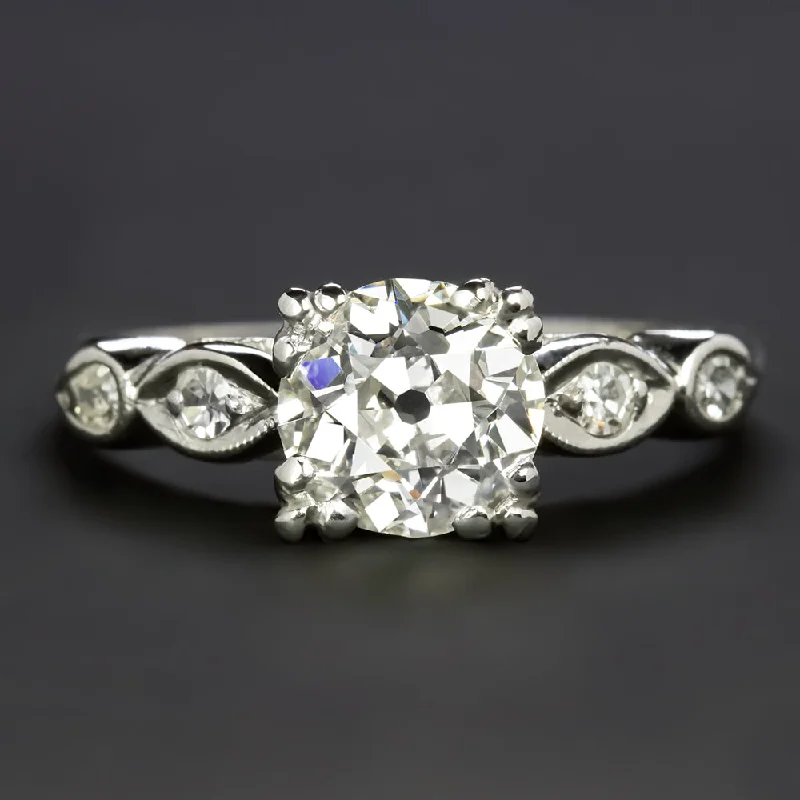 pear-shaped engagement rings -1.20c OLD EUROPEAN CUT DIAMOND ENGAGEMENT RING VINTAGE PLATINUM CERTIFIED ESTATE