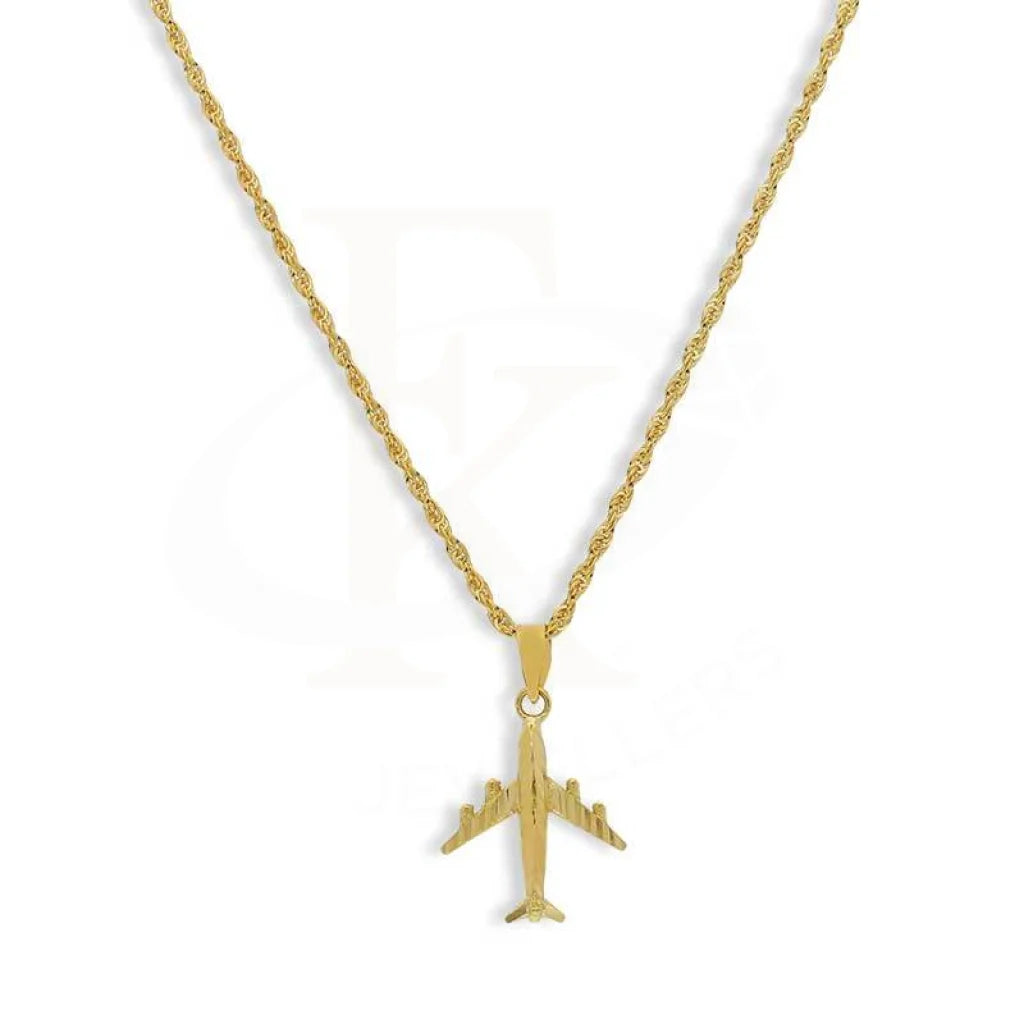 Ladies necklaces fresh modern glow -Gold Necklace (Chain With Airplane Pendant) 18KT - FKJNKL18K3113