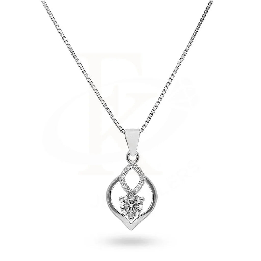 Ladies necklaces flow shine -Sterling Silver 925 Necklace (Chain with Flower Pendant) - FKJNKLSL2169