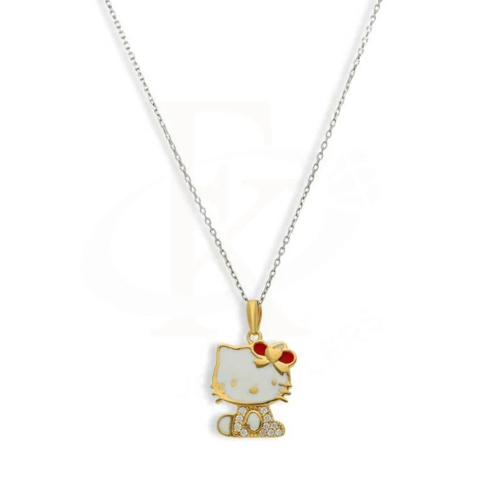 Ladies necklaces old gem shine -Sterling Silver 925 Gold Plated Necklace (Chain with Hello Kitty Pendant) - FKJNKLSL3096