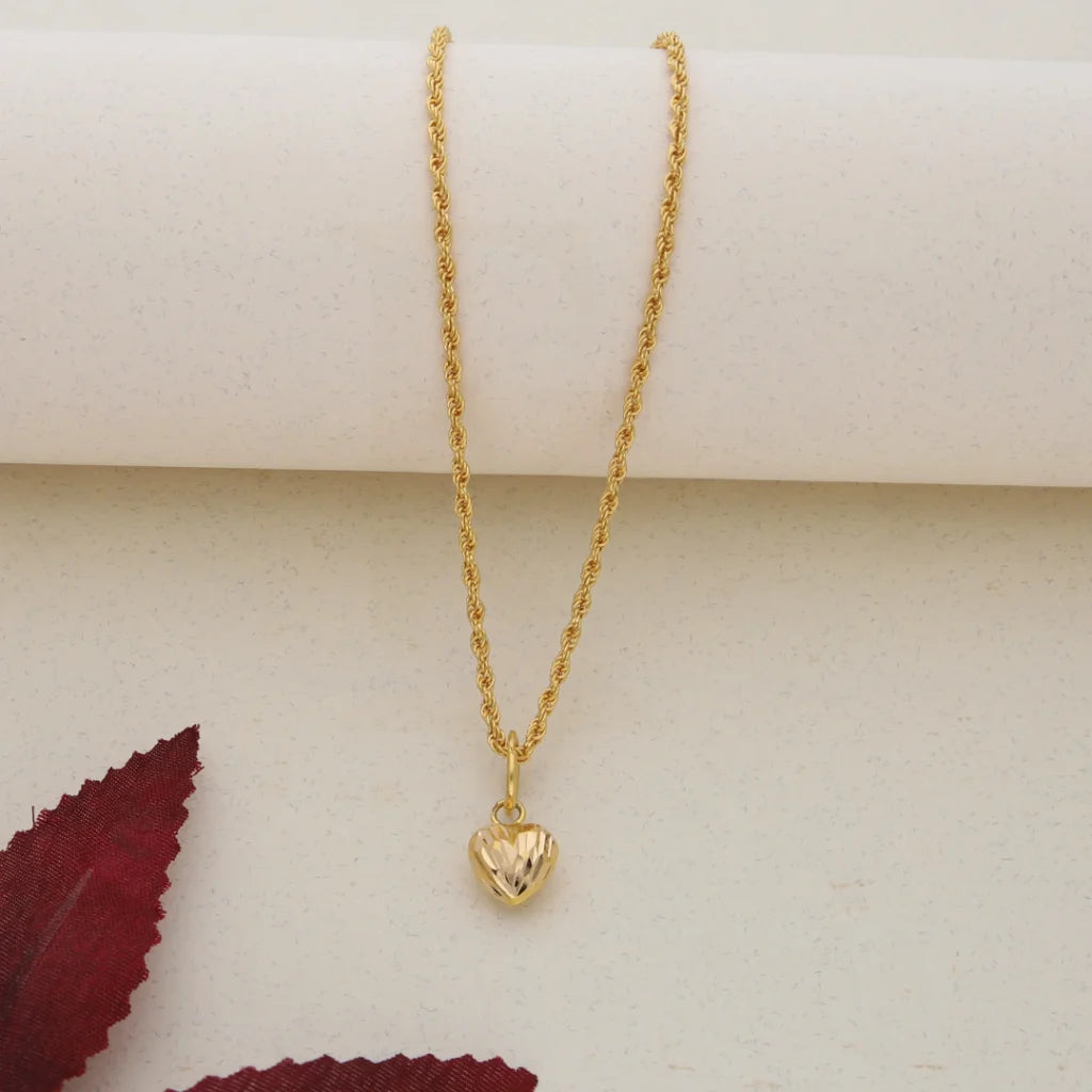 Ladies necklaces mate charm -Gold Necklace (Chain With Gold Heart Shaped Pendant) 21KT -  FKJNKL21K7577