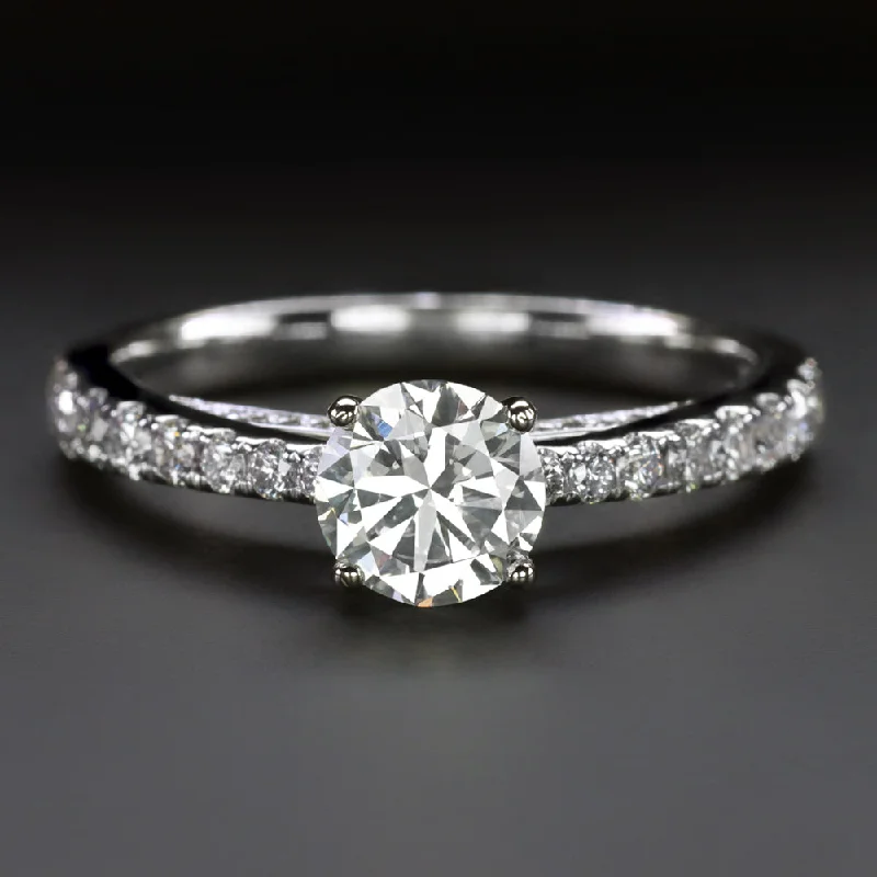 trillion cut engagement rings -DIAMOND ENGAGEMENT RING 1.33ct EXCELLENT ROUND CUT 14k WHITE GOLD CATHEDRAL