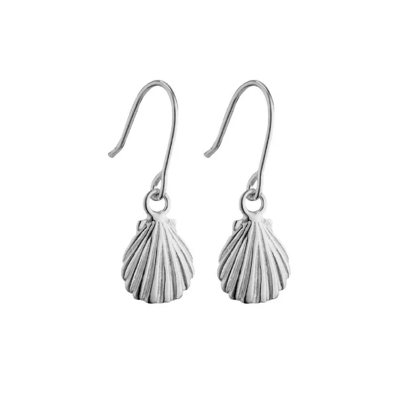 ladies earrings self gift-Sterling Silver Earrings - Sea Shell