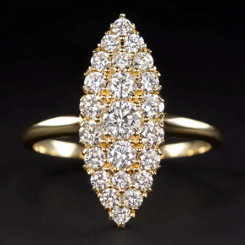 pear-shaped engagement rings -1 CARAT DIAMOND NAVETTE RING 20mm MARQUISE VINTAGE STYLE ENGAGEMENT YELLOW GOLD