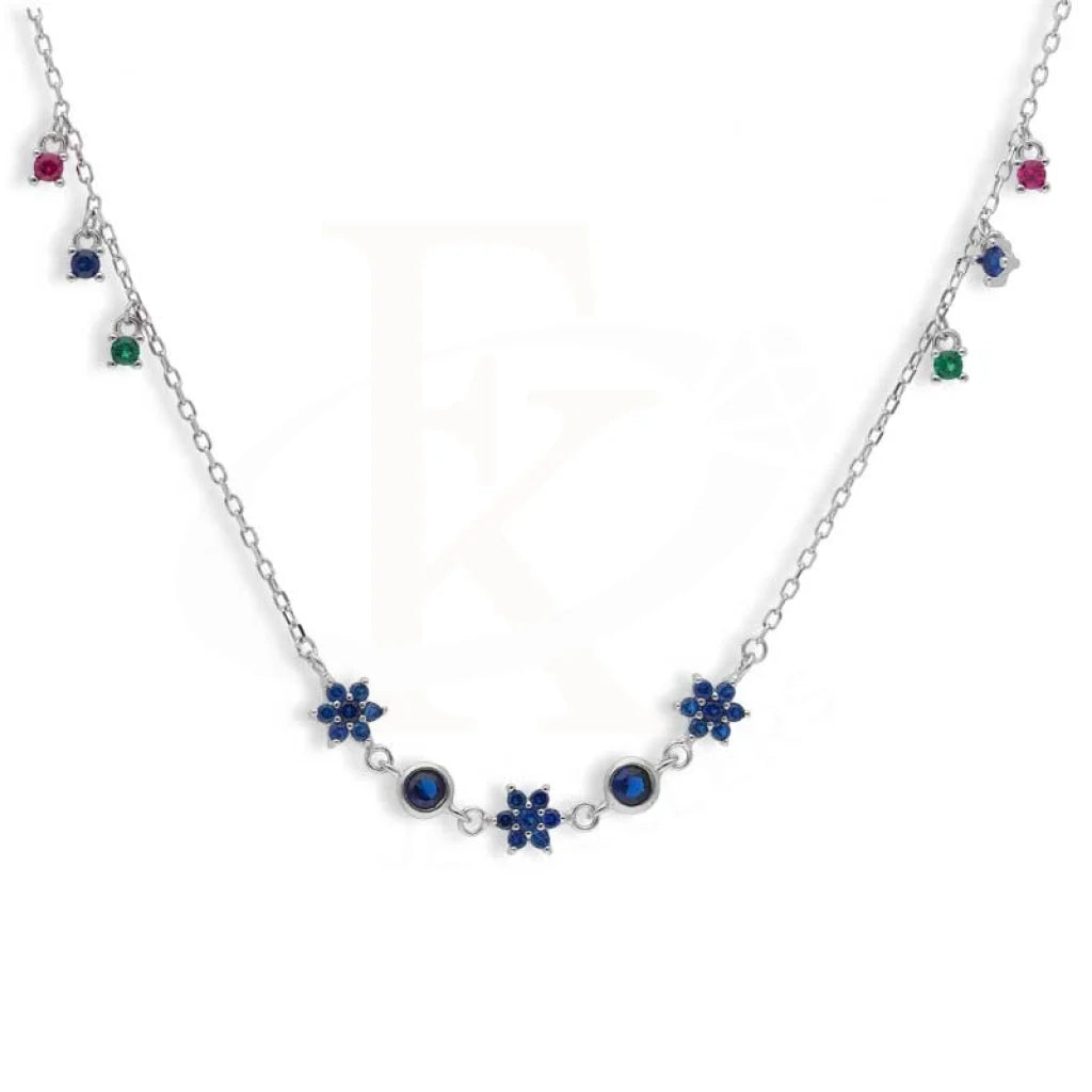 Ladies necklaces topaz glow chain -Sterling Silver 925 Flowers Shaped Necklace - FKJNKLSL2959