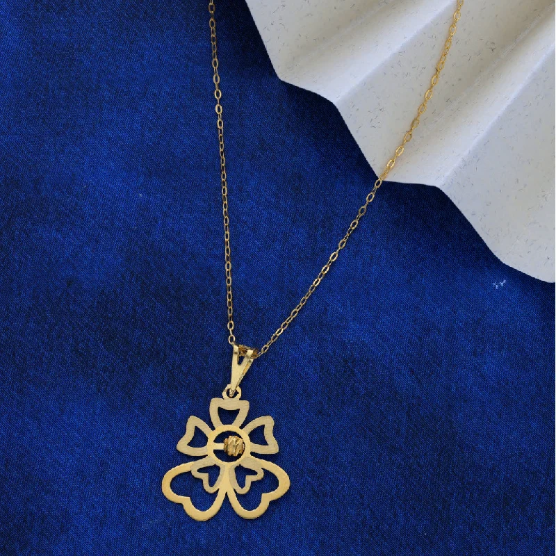 Ladies necklaces past charm -Gold Necklace (Chain Heart Shaped Flower Pendant) 21KT - FKJNKL21KM9570