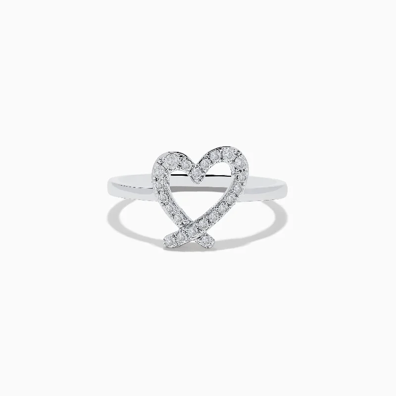 ladies rings maintenance-Novelty 14K White Gold Heart Ring