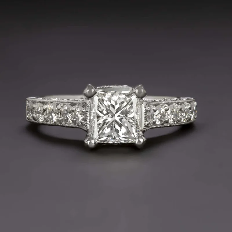 aesthetic engagement rings -1.5ct GIA CERTIFIED G VS1 DIAMOND ENGAGEMENT RING 18k WHITE GOLD PRINCESS CUT