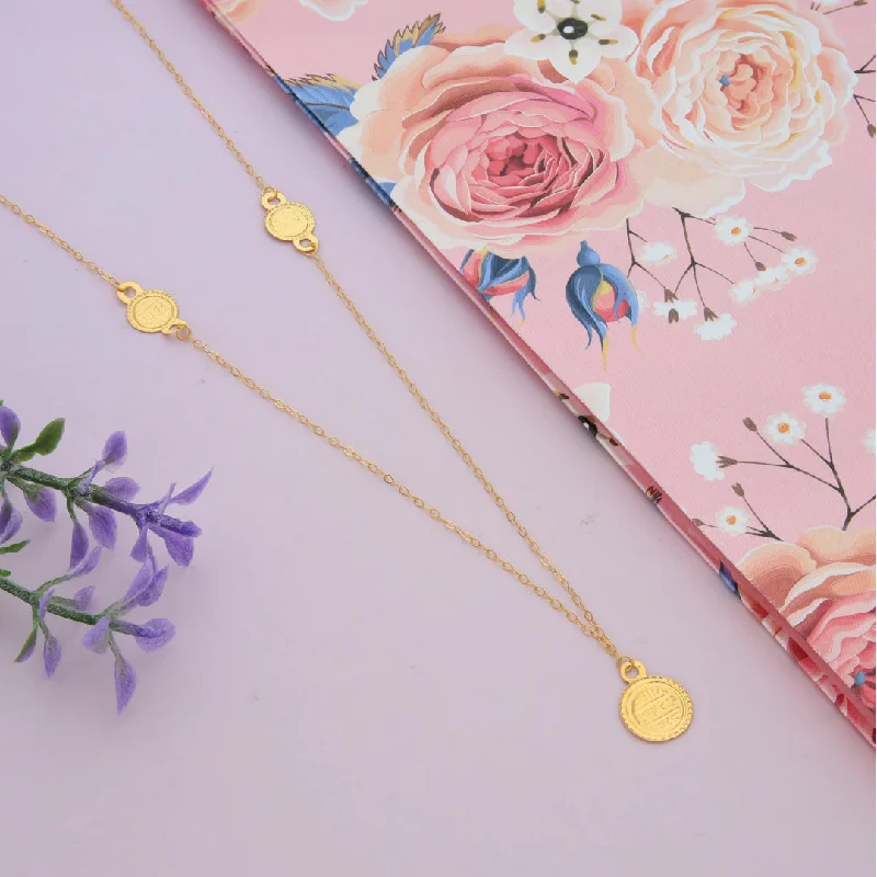 Ladies necklaces old gem shine -Gold Coin Shaped Necklace 21KT - FKJNKL21KM9580