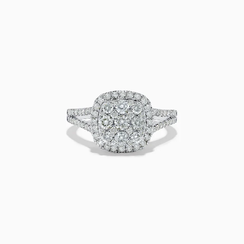 ladies rings bold statement-Pave Classica 14K White Gold Square Diamond Ring 0.97 TCW