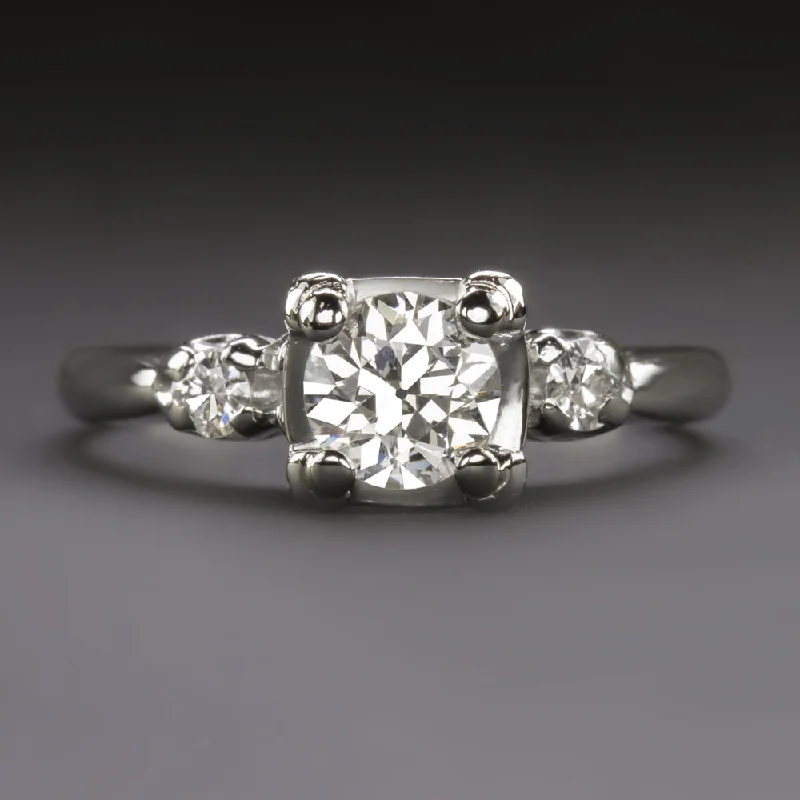 twisted band engagement rings -1/2ct VINTAGE DIAMOND ENGAGEMENT RING 1/2 CARAT F SI1 OLD EUROPEAN CUT PLATINUM