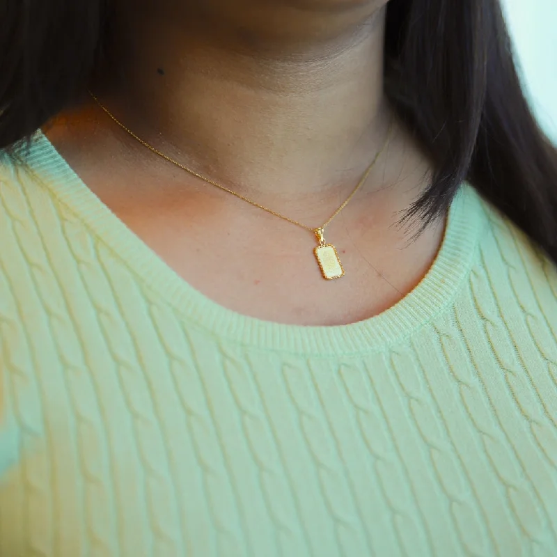 Ladies necklaces mate charm -Gold Necklace (Chain With Bar Shaped Pendant) 21KT - FKJNKL21KM10016