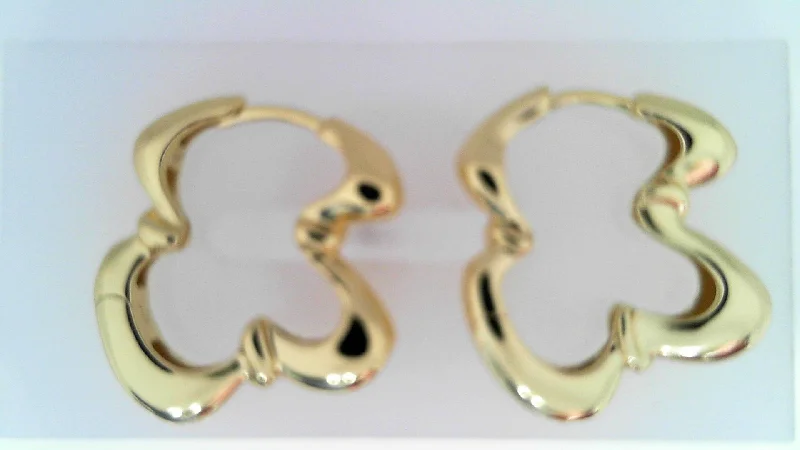 ladies earrings tiny-GOLD TWISTED WAVE HOOP EARRING