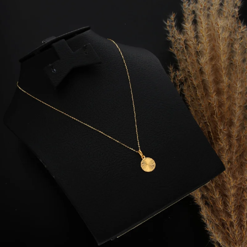 Ladies necklaces gem shine -Gold Necklace (Chain With Round Shaped Pendant) 21KT - FKJNKL21KM9812