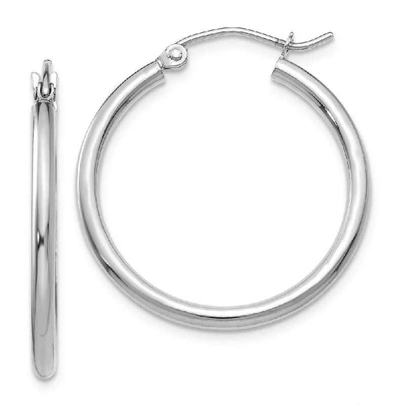 ladies earrings threader-10K White Gold Polished 2mm Tube Hoop Earrings