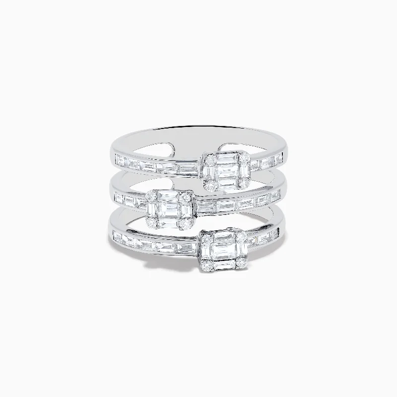 ladies rings rainbow-Classique 14K White Gold Diamond Ring 1.00 TCW