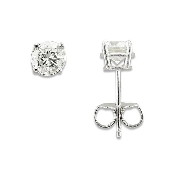 ladies earrings ocean-14KT WHITE GOLD 3/4 CTW ROUND DIAMOND EARRINGS