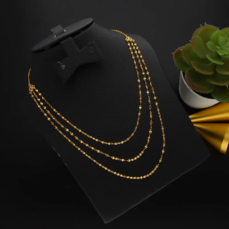 Ladies necklaces fast radiance -Gold Interlink Triple Layered Necklace 21KT - FKJNKL21KM9887