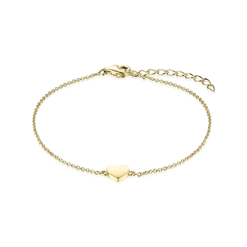 Ladies bracelets raw charm -Gold Vermeil Sterling Silver Heart Bracelet