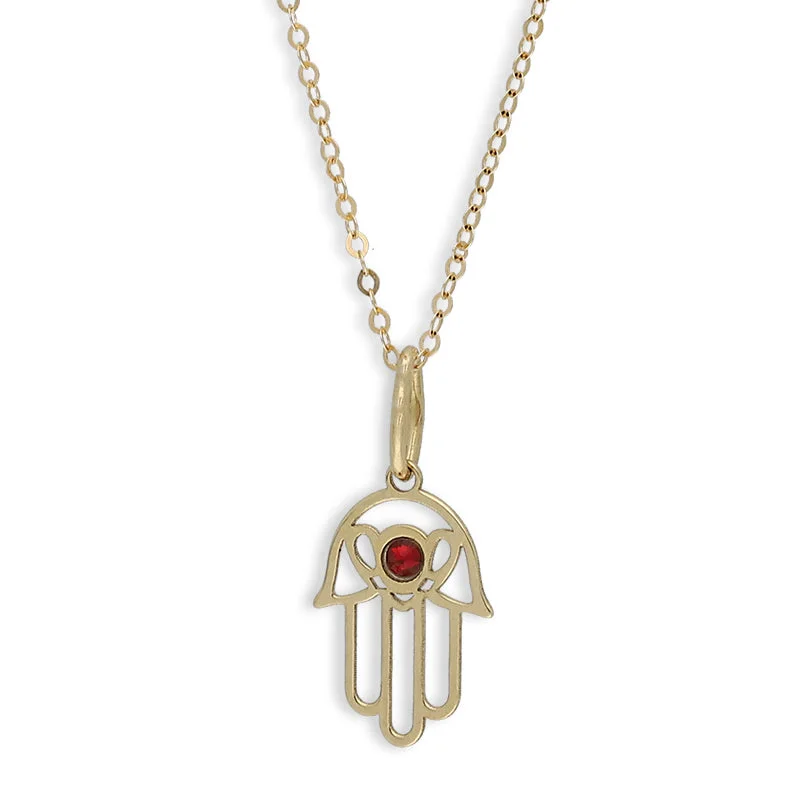 Ladies necklaces prime sparkle -Gold Necklace (Chain with Hamsa Hand Shaped Pendant) 18KT - FKJNKL18K8836