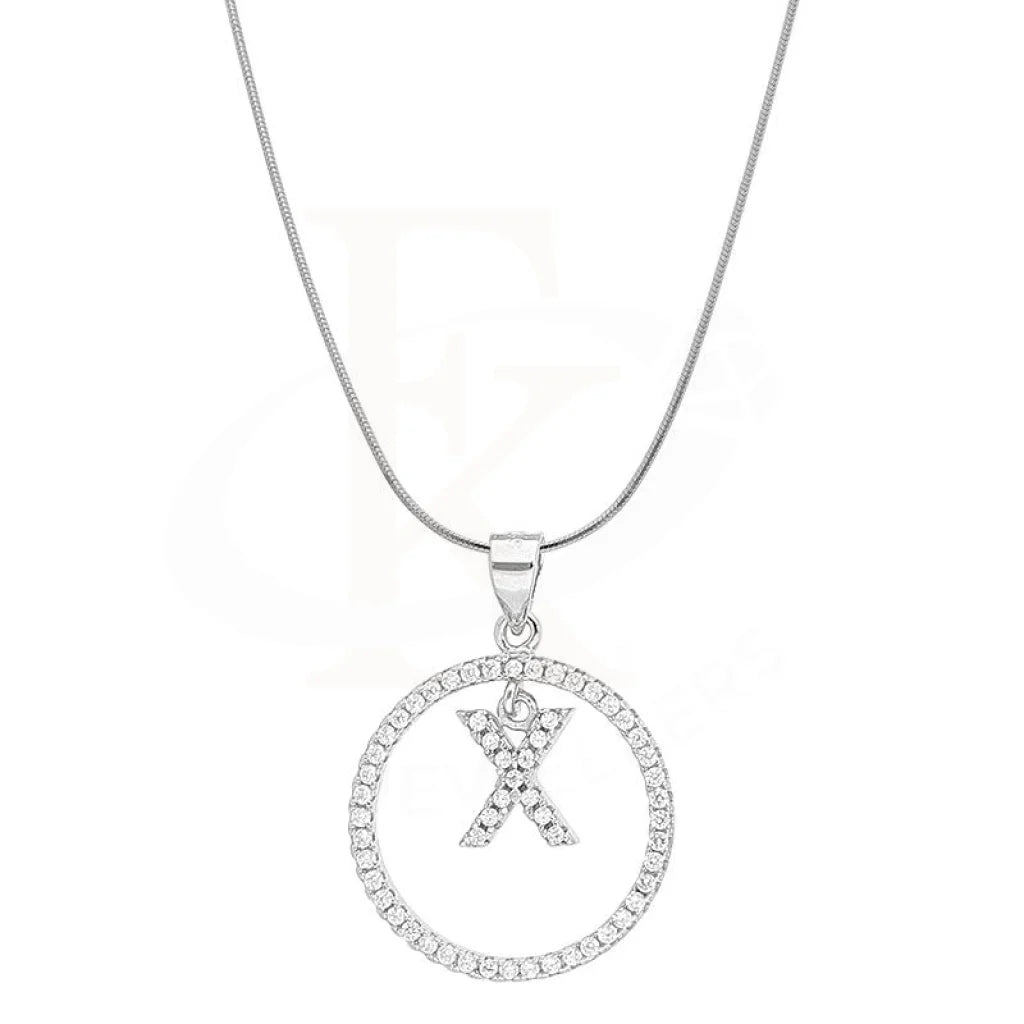 Ladies necklaces gleam radiance -Sterling Silver 925 Necklace (Chain with Round Shaped Alphabet Pendant) - FKJNKLSL2090