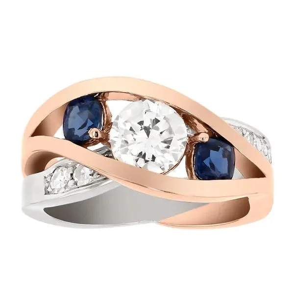 ladies rings solitaire-Bypass Channel Three Stone Ring