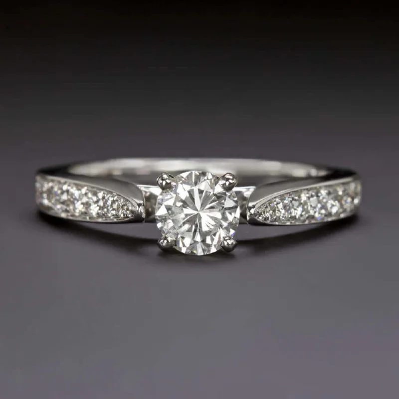 art nouveau engagement rings -0.81cr D-E SI NATURAL DIAMOND ENGAGEMENT RING 18k WHITE GOLD ROUND BRILLIANT CUT