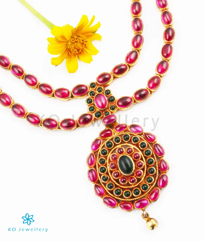 Ladies necklaces hue radiance -The Aaratrika Silver Kempu Necklace