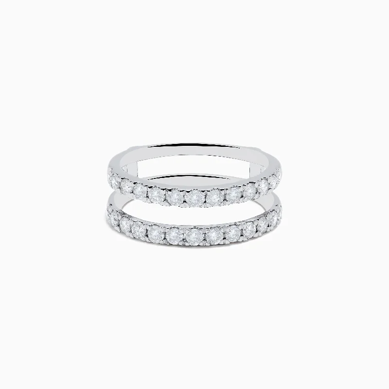 ladies rings chakra-14K White Gold Double Band Diamond Ring 0.97 TCW