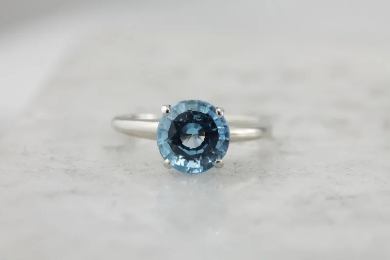 baroque engagement rings -October Sky Engagement: Brilliant Round Blue Topaz Solitaire Ring