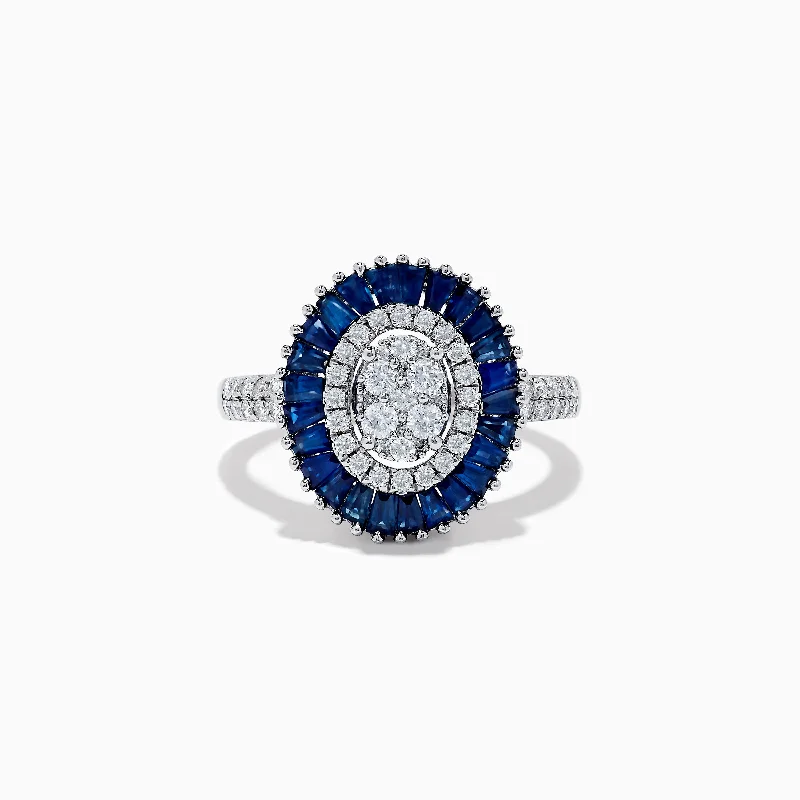 ladies rings topaz-Royal Bleu 14K White Gold Sapphire and Diamond Ring