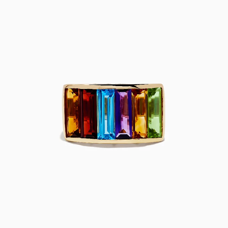 ladies rings storage-Mosaic 14K Yellow Gold Amethyst, Topaz, Citrine, Garnet & Peridot Ring