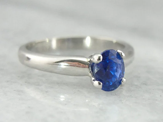 infinity engagement rings -Exceptional Cobalt Blue Ceylon Sapphire in a Traditional Platinum Engagement Ring, Benchmark Quality Stone