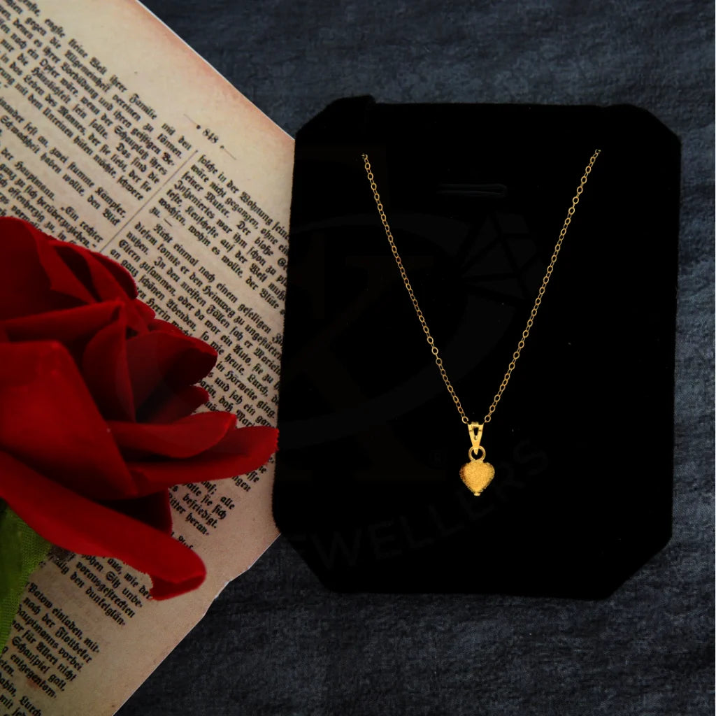 Ladies necklaces vivid shine pendant -Gold Necklace (Chain with Heart Shaped Pendant) 21KT - FKJNKL21KM8404