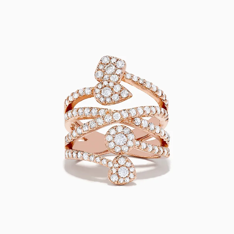 ladies rings proposal-14K Rose Gold Diamond Crossover Ring