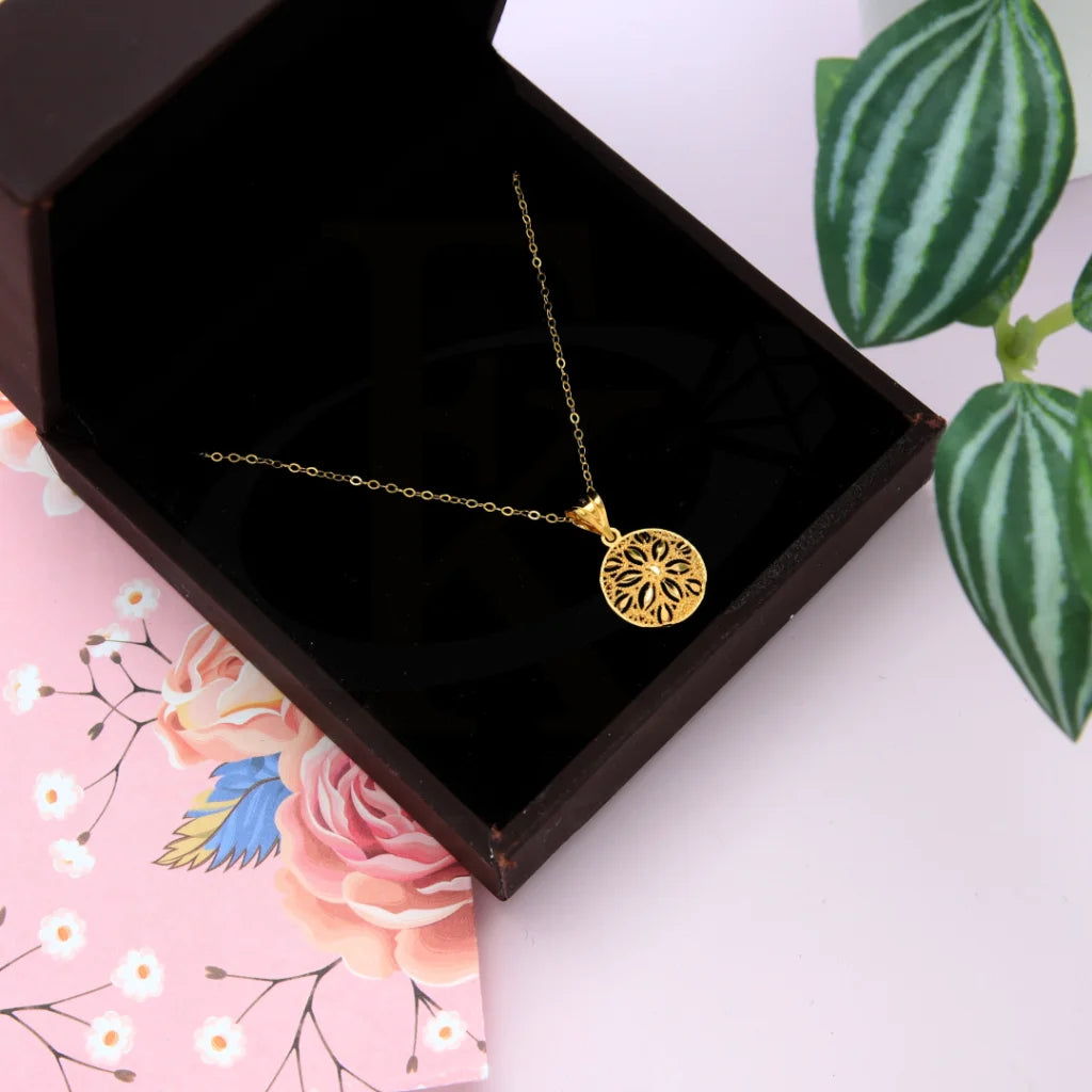 Ladies necklaces blaze glow -Gold Hollow Round Shaped Necklace 21KT - FKJNKL21KM8523