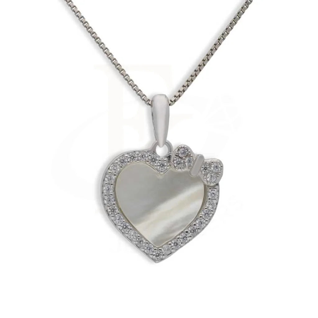 Ladies necklaces moonstone glow -Sterling Silver 925 Necklace (Chain with Heart Knot Pendant) - FKJNKLSL2980