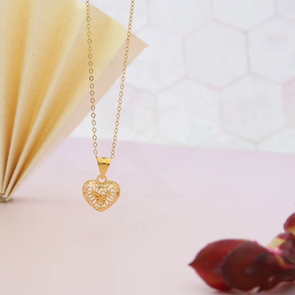 Ladies necklaces poise shine -Gold Necklace (Chain with Puffed Heart Shaped Charm Pendant) 21KT - FKJNKL21KM8047