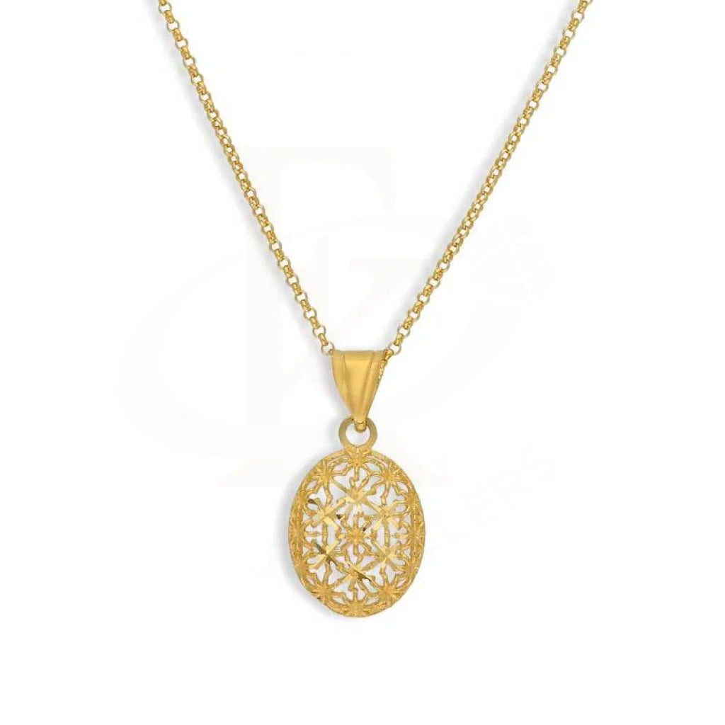 Ladies necklaces neon shine -Gold Necklace (Chain with Oval Shaped Pendant) 21KT - FKJNKL21K3073