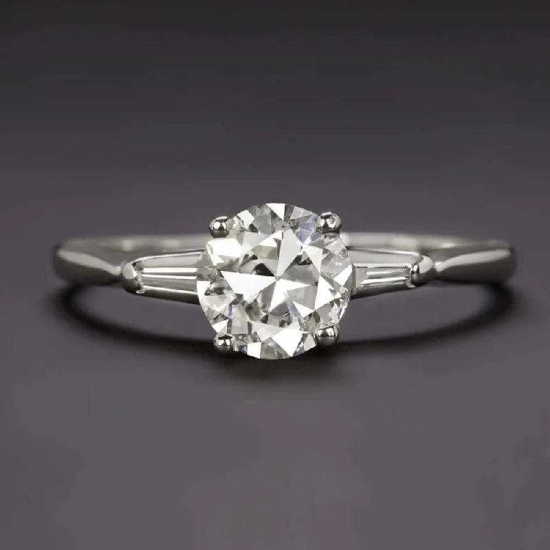 channel set engagement rings -1.48ct H SI OLD EUROPEAN CUT DIAMOND ENGAGEMENT RING VINTAGE WHITE GOLD 1.5ct