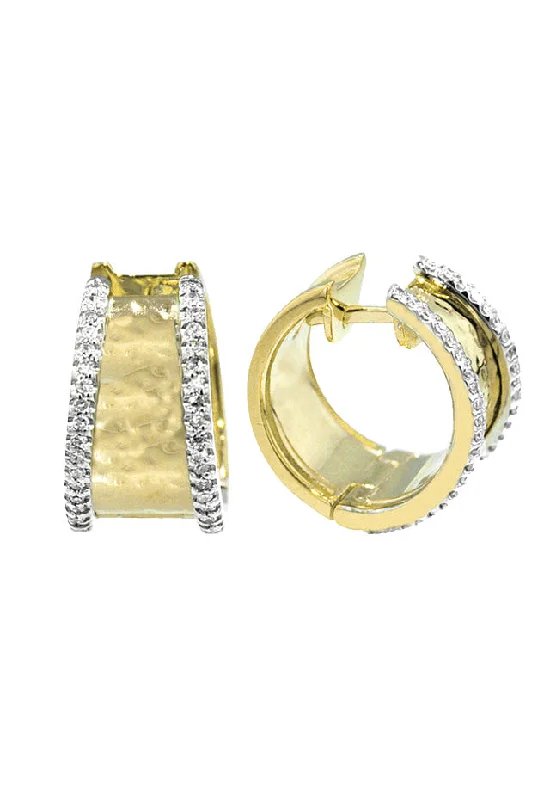 ladies earrings astrology-D'Oro 14K Two Tone Diamond Hoop Earrings, 0.40 TCW