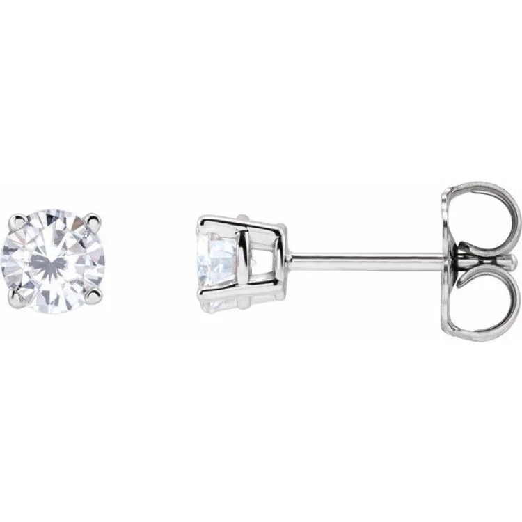 ladies earrings polished-14K White 4 mm Stuller Lab-Grown Moissanite Stud Earrings