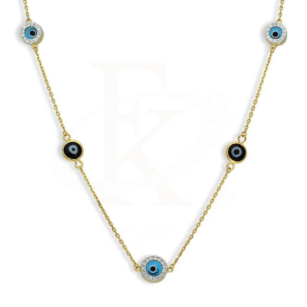 Ladies necklaces one off radiance -Sterling Silver 925 Gold Plated Evil Eye Necklace - FKJNKLSL2650