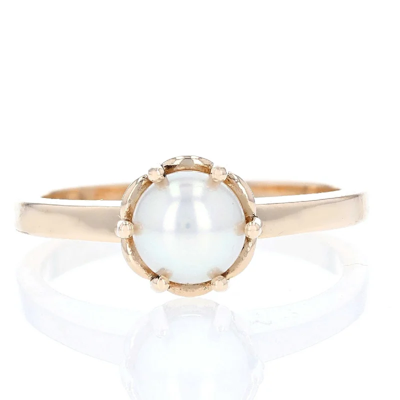 ladies rings nostalgia-Pearl Solitaire Ring