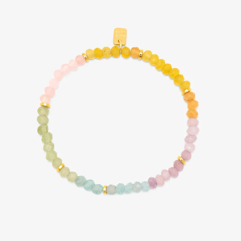 Ladies bracelets fair charm -Ombre Rainbow Bead Stretch Bracelet