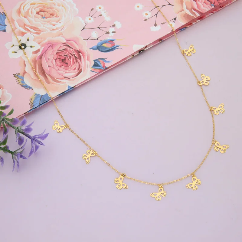 Ladies necklaces twig glow -Gold Necklace (Chain with Butterfly Shaped Pendant) 21KT - FKJNKL21KM9587