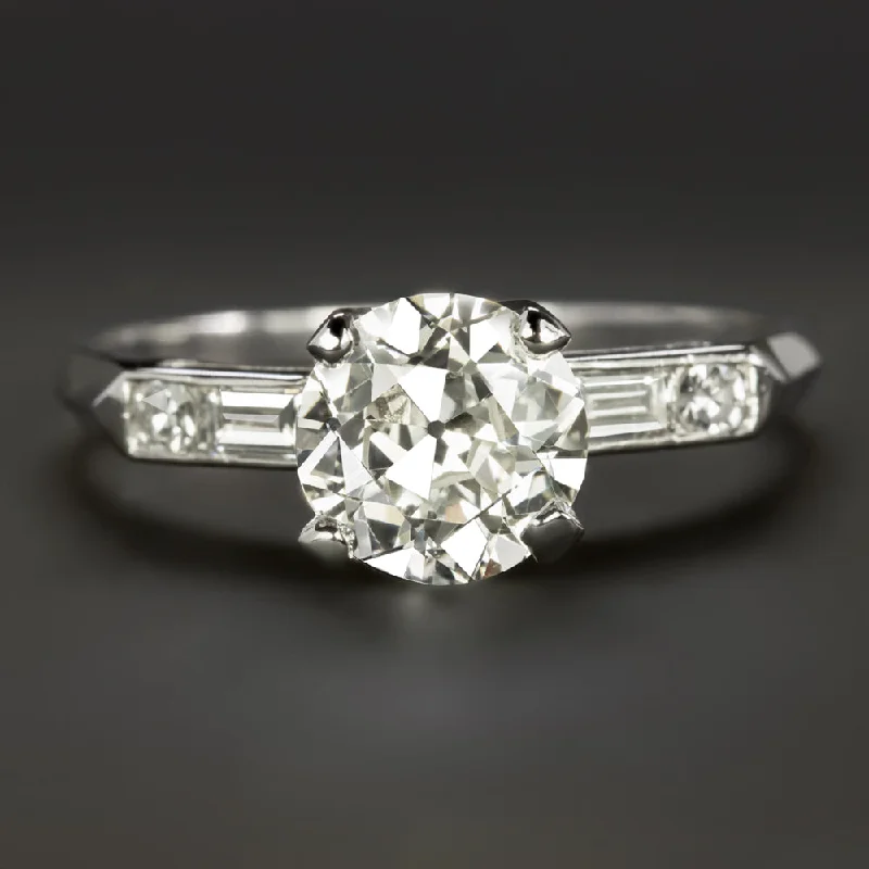 minimalist engagement rings -1.21ct VINTAGE DIAMOND ENGAGEMENT RING CERTIFIED G SI1 OLD EUROPEAN CUT PLATINUM