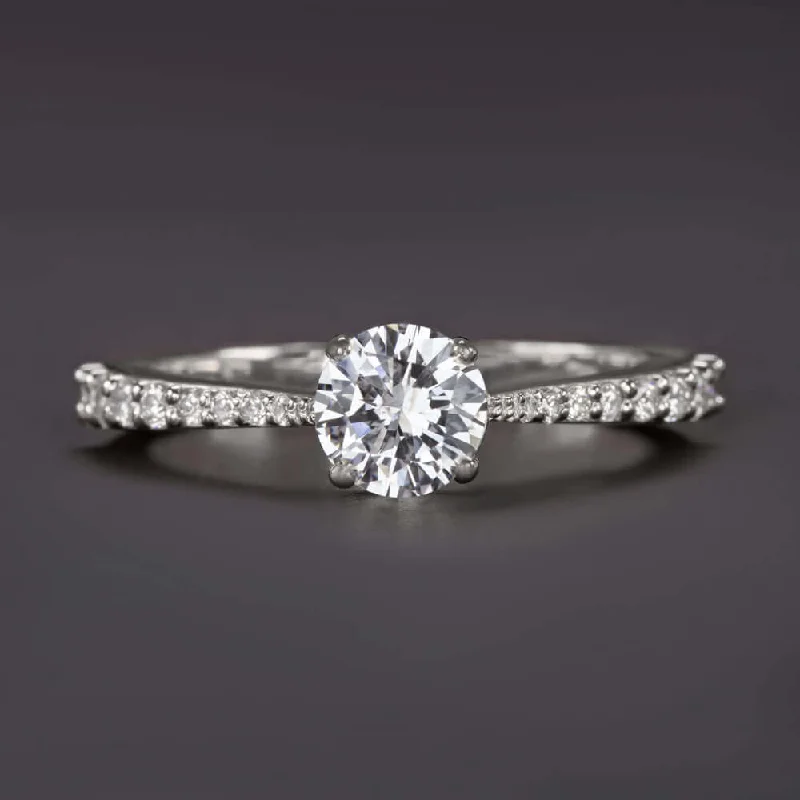 halo engagement rings -0.86ct D SI2 DIAMOND ENGAGEMENT RING COLORLESS ROUND BRILLIANT WHITE GOLD 2/3ct